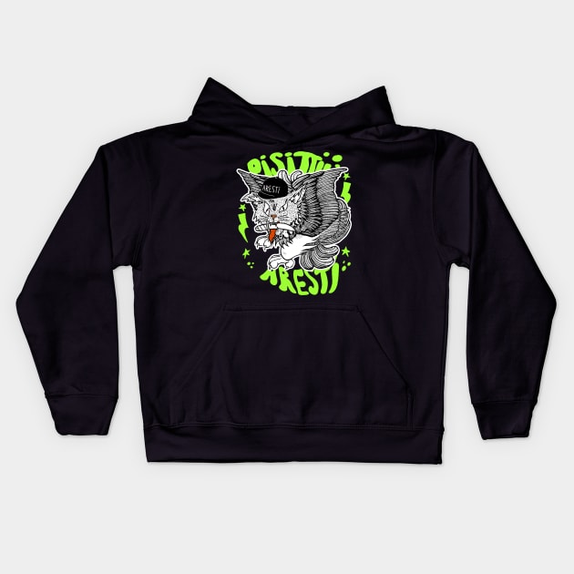 Flying Stray Cat Pisittu Aresti - by Miskel Design Kids Hoodie by miskel